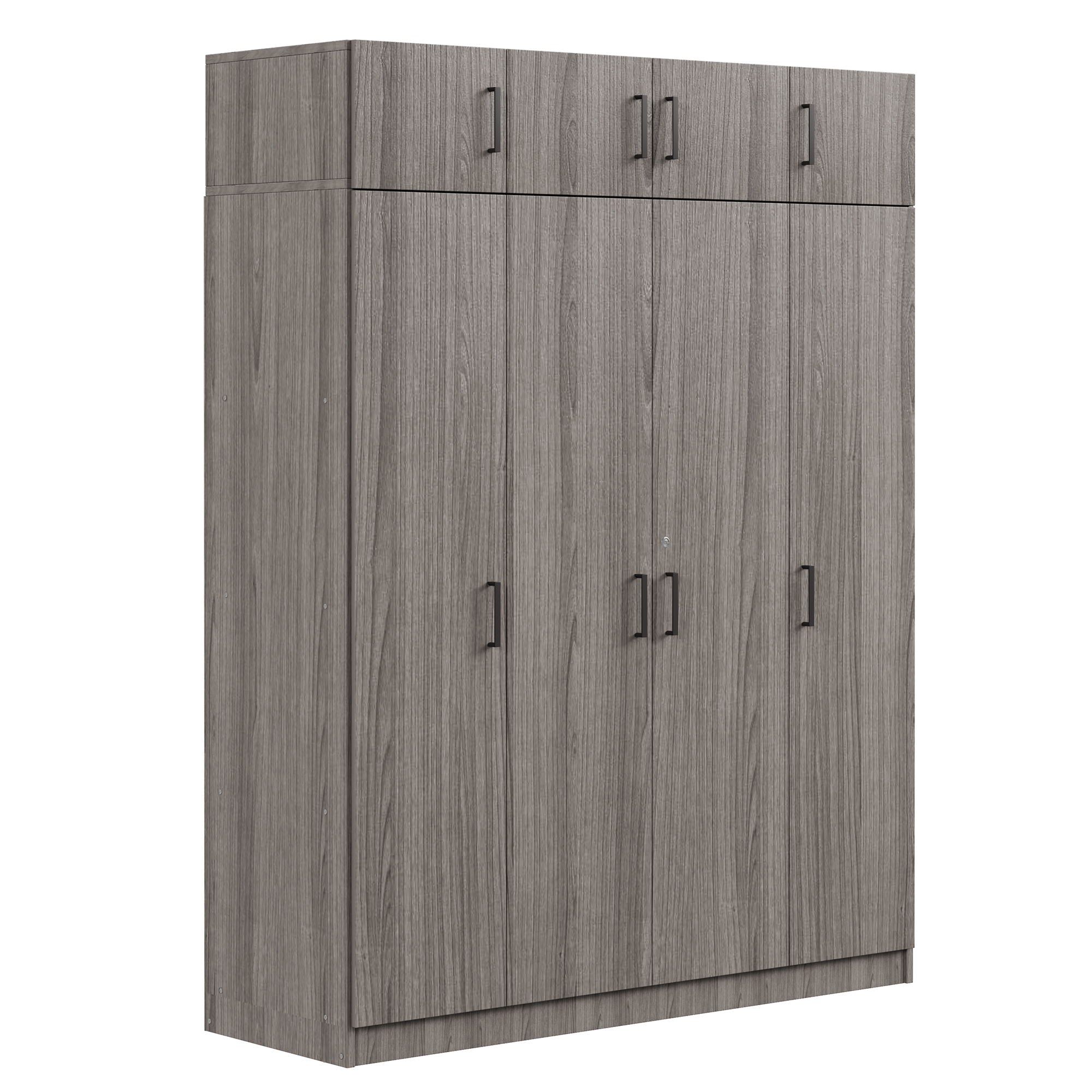 Contemporary 4 Door Wardrobe With 1 Drawer And Top Cabinet - Gray