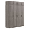 Contemporary 4 Door Wardrobe With 1 Drawer And Top Cabinet - Gray