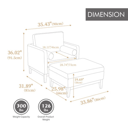 Oversized Swivel Barrel Accent Chair And Ottoman Set With Storage - Ivory