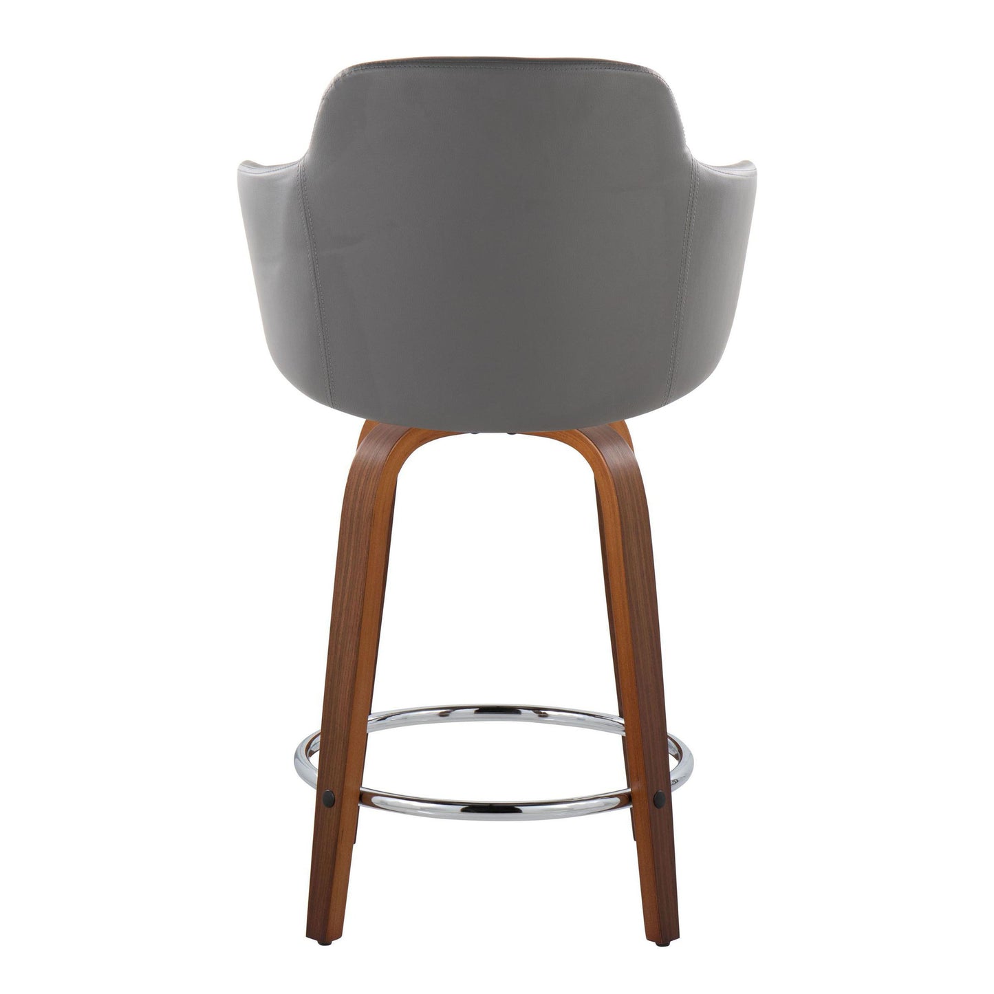 Boyne - Contemporary Fixed Height Counter Stool With Swivel With Round Footrest (Set of 2) - Walnut / Gray
