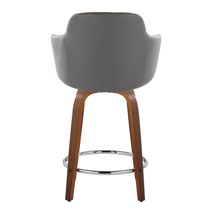 Boyne - Contemporary Fixed Height Counter Stool With Swivel With Round Footrest (Set of 2) - Walnut / Gray