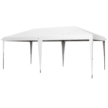 Outsunny - 10' x 19.2' Pop Up Canopy Tent, Heavy Duty Tent For Parties, Outdoor Instant Gazebo Sun Shade Shelter With Carry Bag For Catering, Events, Wedding, Backyard Bbq - White