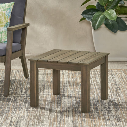 Halcyon - Outdoor Side Table With Slat Design And Acacia Wood Frame - Gray