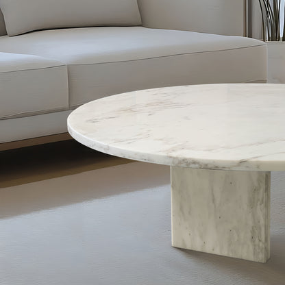 Luxury Marble Coffee Table Set Snow Mountain, Genuine Marble - White