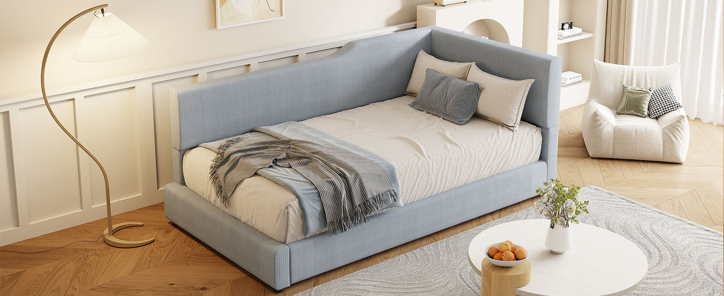 Twin Size L Shaped Upholstered Daybed - Gray