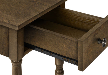 Accent End Table, 2 Tier, Storage Drawer, Traditional - Espresso