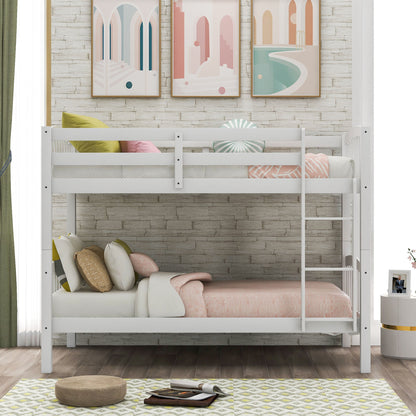 Twin Over Twin Bunk Bed & Ladder - White