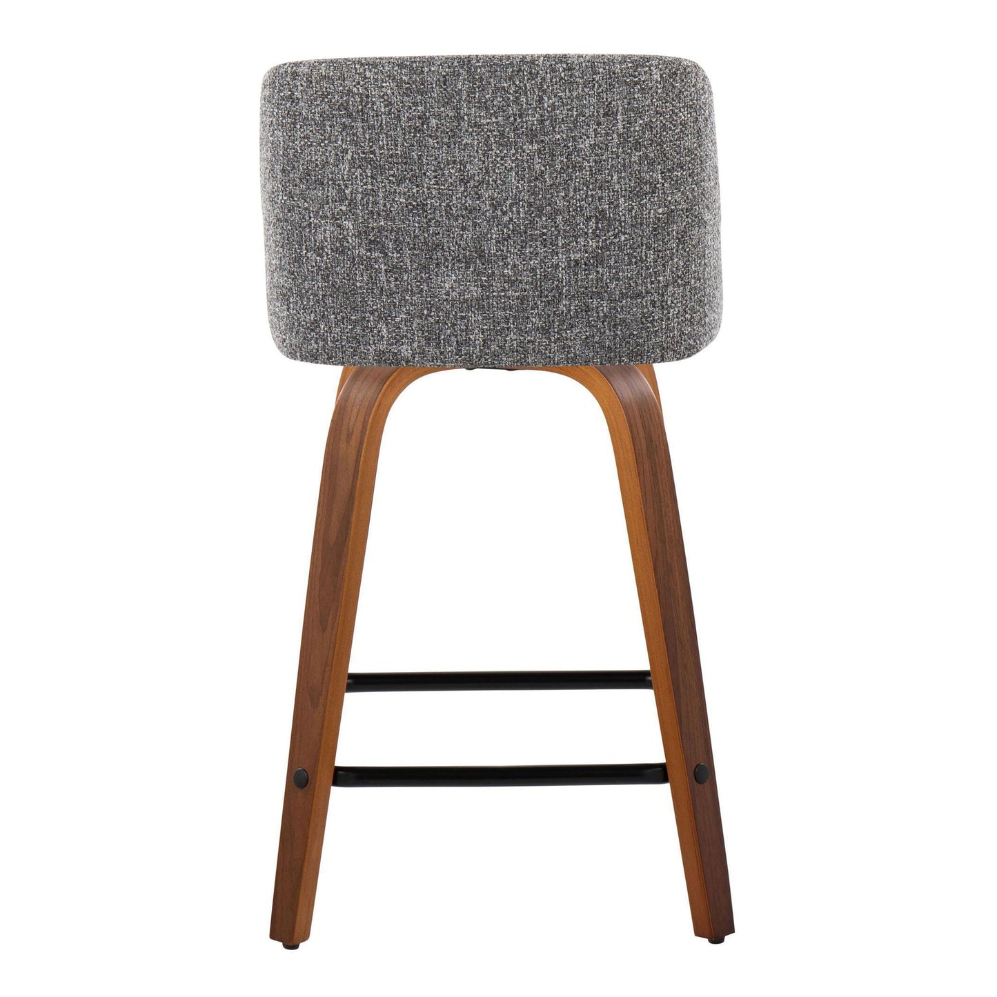 Toriano - Mid-Century Modern Fixed Height Counter Stool With Swivel With Square Footrest (Set of 2) - Walnut / Gray