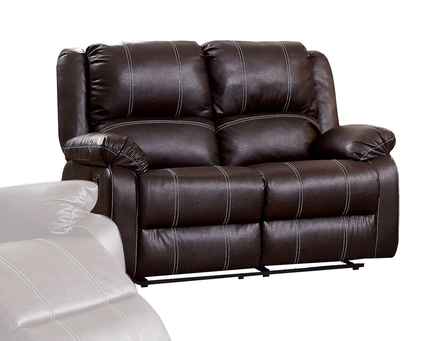 Zuriel - Synthetic Leather 3 Piece Recliner Living Room Set (Sofa Loveseat Chair) - Brown