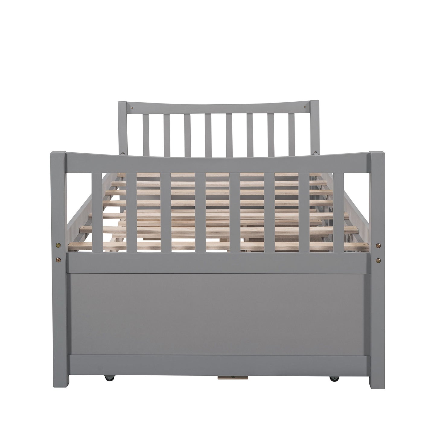 Twin Size Daybed With Trundle And Drawers - Gray