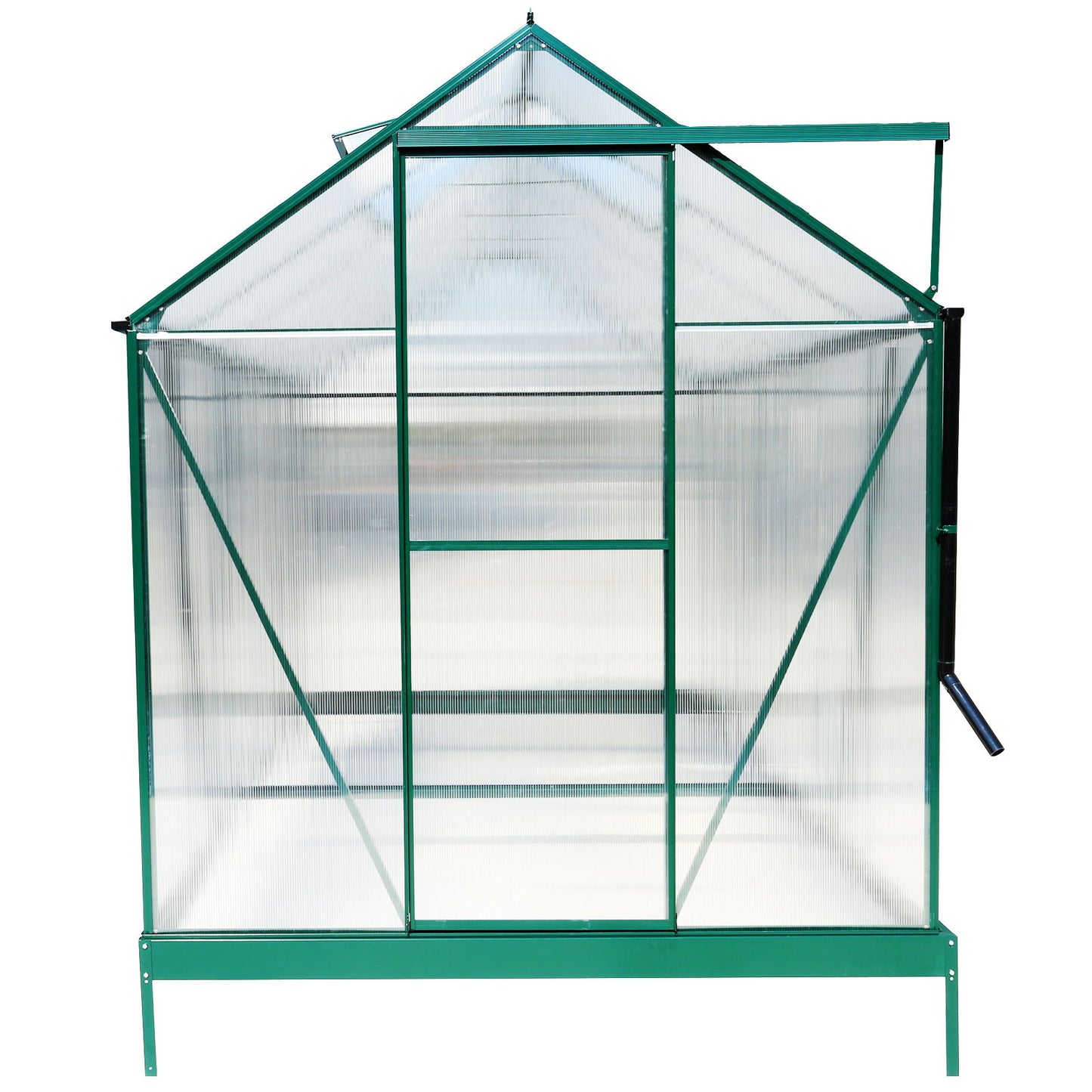 6.3'x12.2'x7' Polycarbonate Greenhouse, Heavy Duty Outdoor Aluminum Walk-In Green House Kit With Rain Gutter, Vent And Door For Backyard Garden - Green