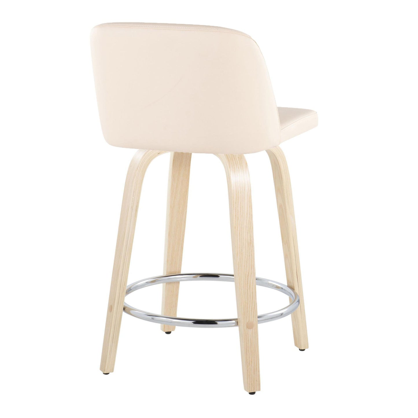 Toriano - Contemporary Fixed Height Counter Stool & Swivel And Round Footrest (Set of 2) - Natural / Cream