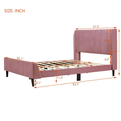 Full Size Upholstered Platform Bed - Pink
