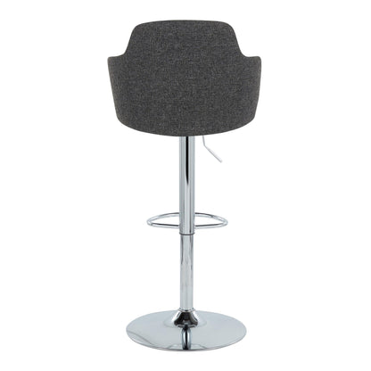 Boyne - Contemporary Adjustable Barstool With Swivel With Oval Footrest (Set of 2) - Chrome / Dark Gray