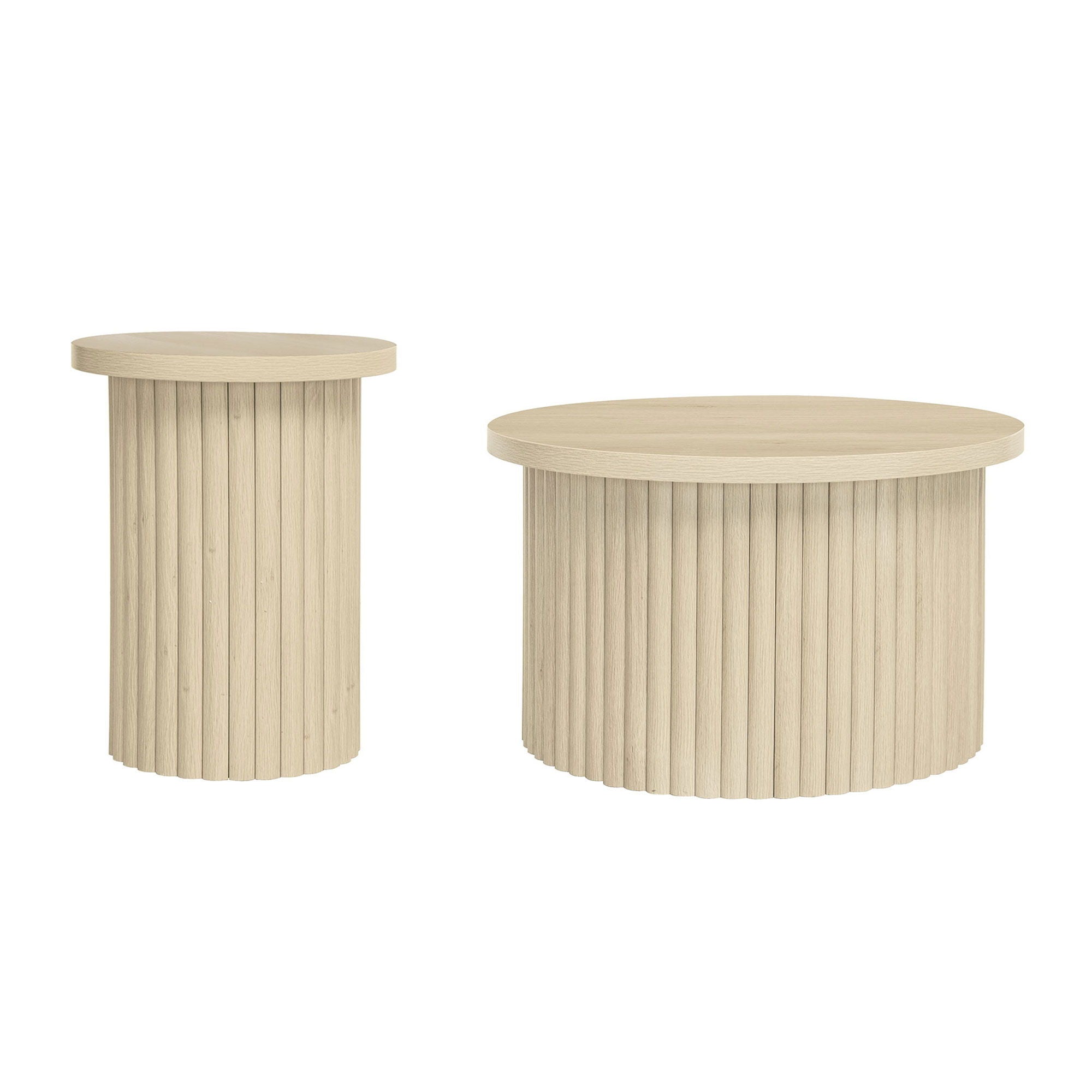 Coffee Table (Set of 2), Round Coffee Table, Modern Side Tables Accent End Table For Living Room, Apartment - Natural