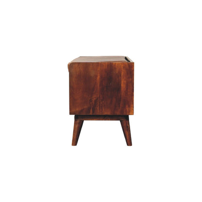 Bench With Brown Leather Seatpad - Chestnut