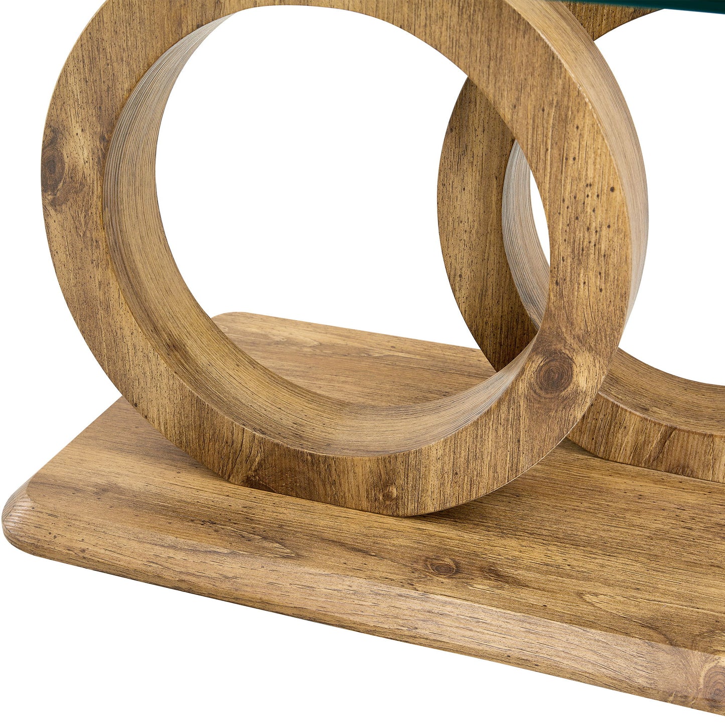 Modern Style Glass Top Coffee Table With Base Suitable For Living Rooms And Lounge Areas - Natural Wood