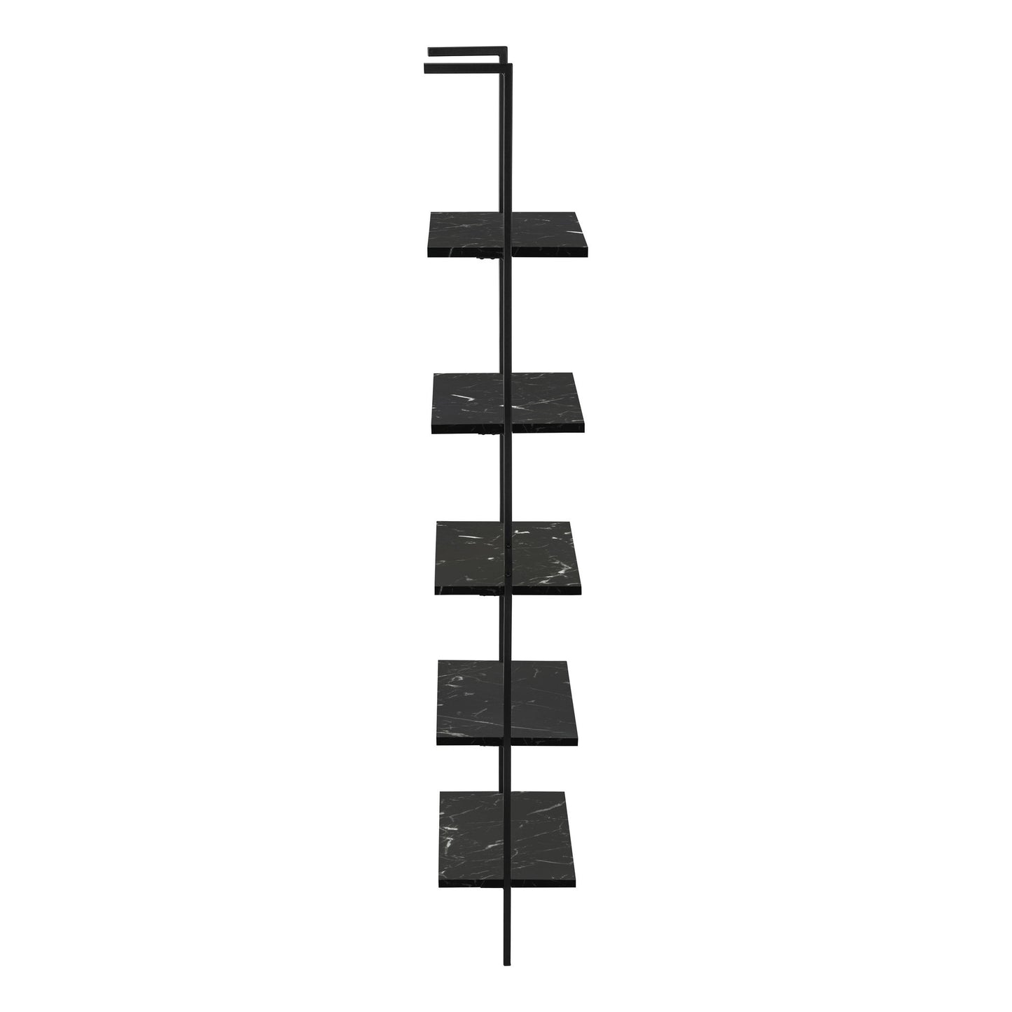 Bookshelf, Bookcase, Etagere, Ladder, 5 Tier, For Office, Marble Look Contemporary & Modern - Black