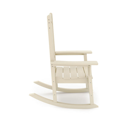 Traditional Porch Rocker Classic HDPE Poly Lumber For Porch, Patio, And Garden Comfort - Beige