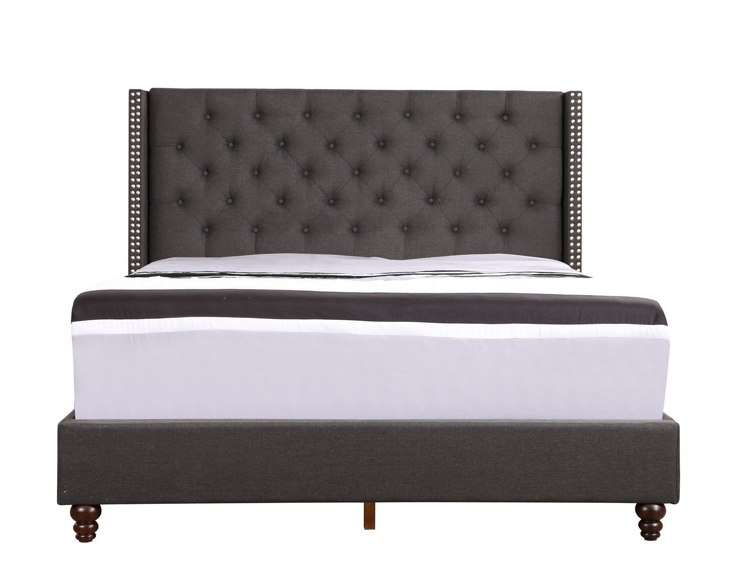 King Upholstered Transitional Bed - Black