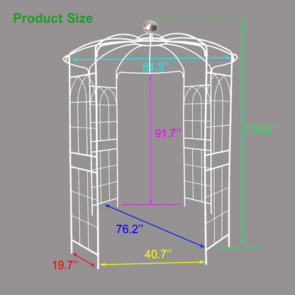Metal Garden Arch Iron Garden Arbors Gazebo Dia High Birdcage Shape Pergola Pavilion For Wedding Ceremony - Cream White