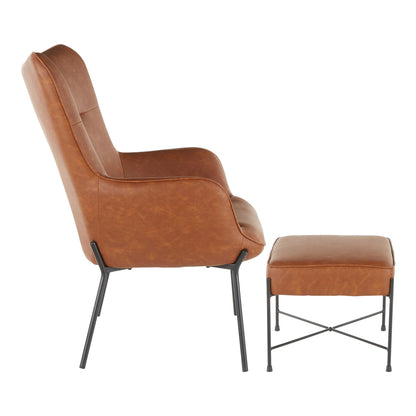 Izzy - Industrial Lounge Chair / Ottoman Set - Black / Camel