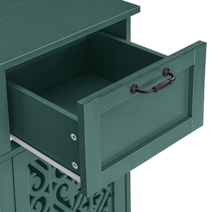 2 Door 2 Drawer Cabinet, American Furniture, Suitable For Bedroom, Living Room, Study - Dark Green