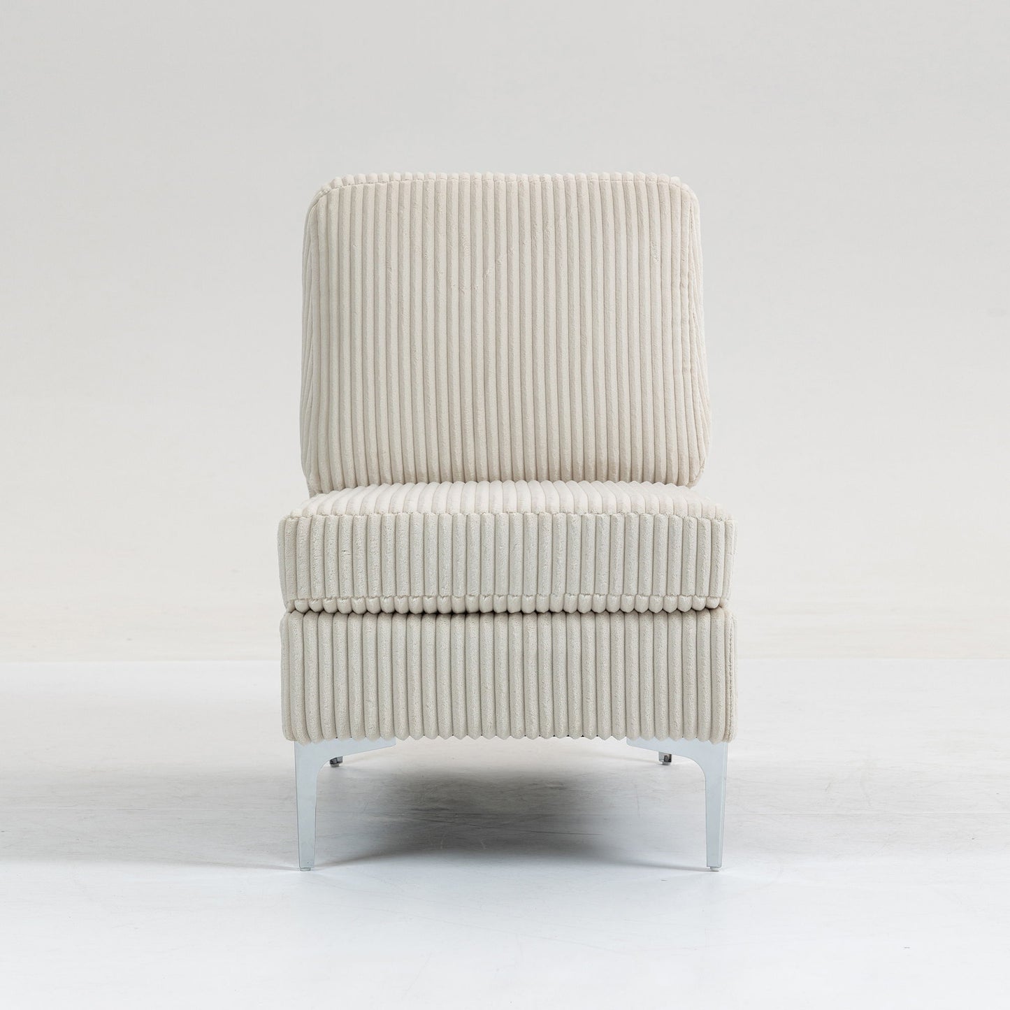 Modular Sectional Sofa Armless Seat Module, Corduroy Sectional Couch, Single Couch Modular Armless Accent Chair With Back Cushion - Beige