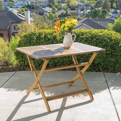 Blissique - Outdoor Foldable Wood Dining Table With Slat Design - Natural