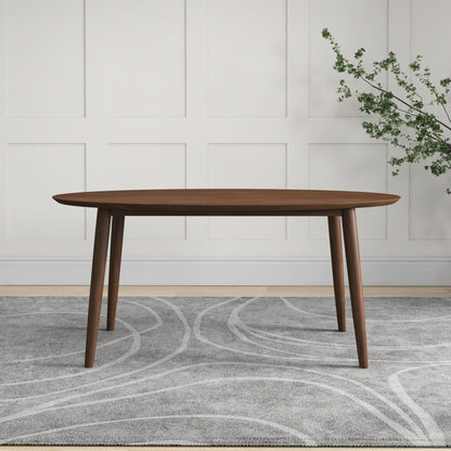 Ada - Mid-Century Modern Style Oval Dining Table - Brown
