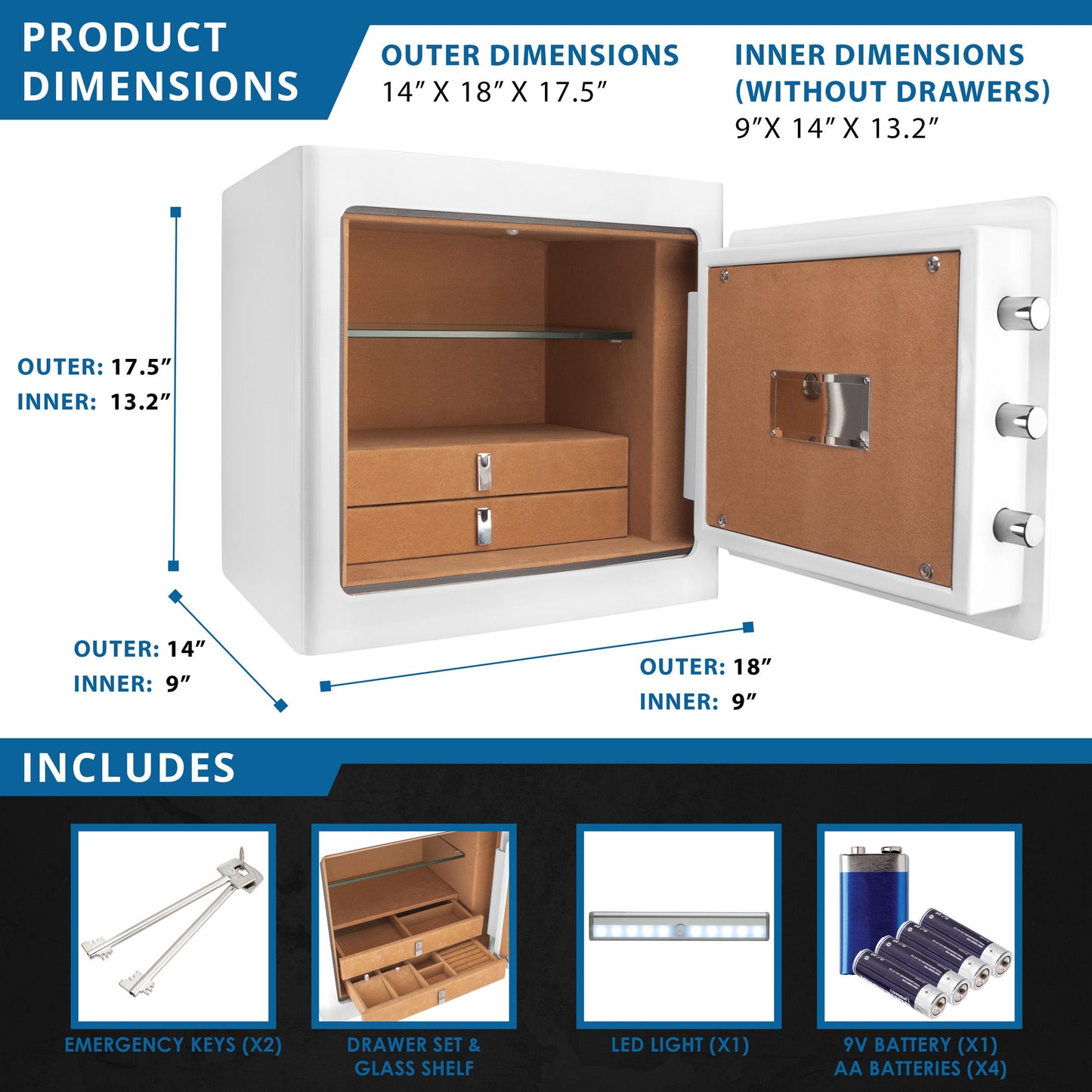 1.01 Cubic Ft Jewelry Safe - White