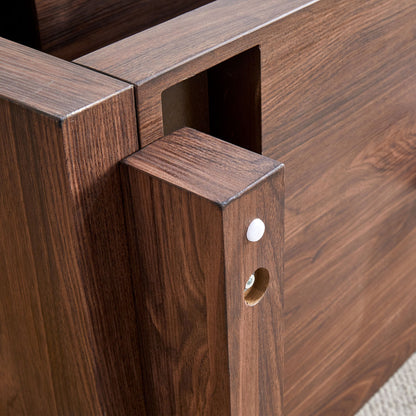 Modern Minimalist Rectangular Coffee Table Measuring Embodies The Simple Charm Of Mid Century Aesthetics, Adding A Touch Of Elegance To Your Living Room - Walnut