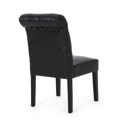 Broxton - Tuft Dining Rolltop Chair (Set of 2) With Button Tufted Upholstery - Black