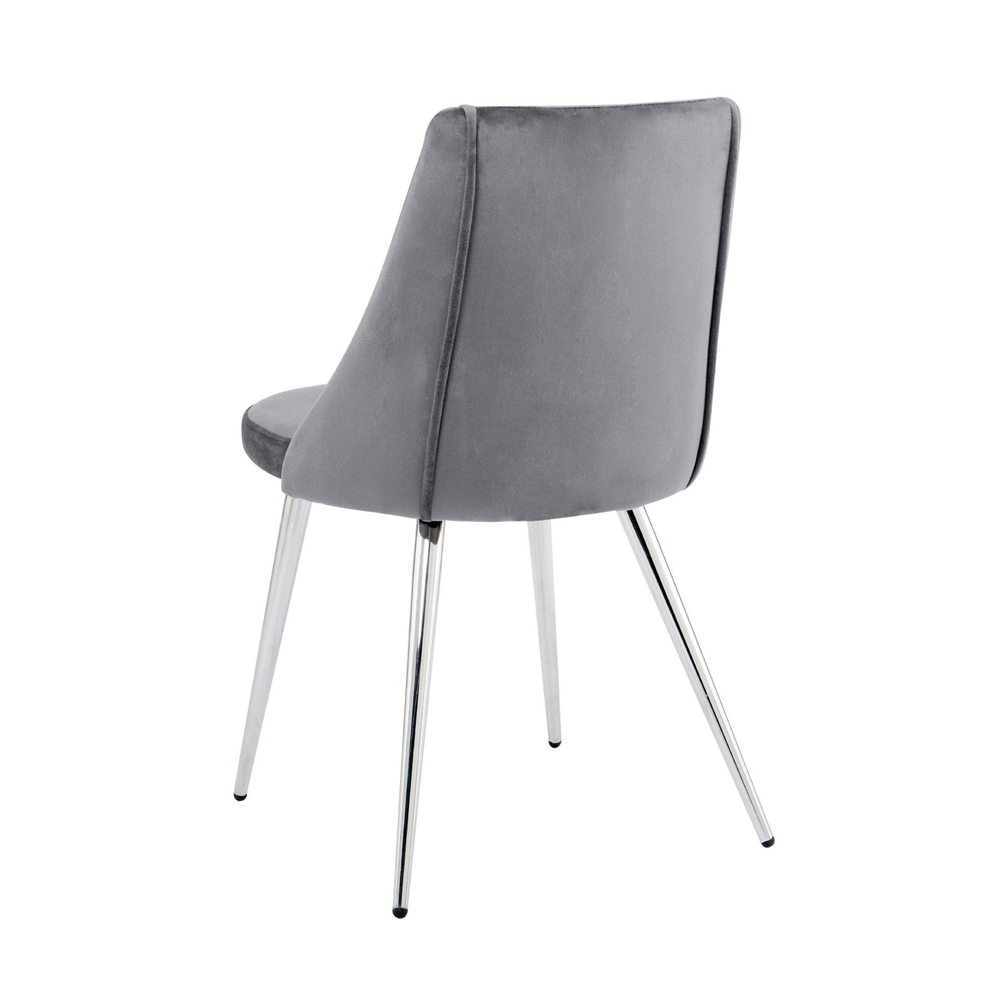 Modern Velvet Dining Chairs, Upholstered Accent Chairs With Chrome Legs For Home And Kitchen - Gray