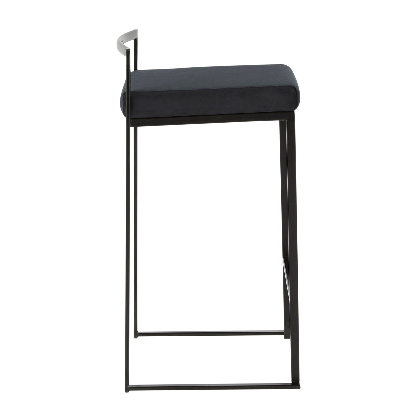 Fuji - Contemporary Stackable Counter Stool (Set of 2) - Black - Velvet
