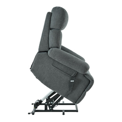 Oversized Power Lift Recliner Chair, Electric Fabric Recliner Chair, Home Theater Seating, Reclining Sofa Chair With Remote Control, Side Pocket, Spacious Seat - Dark Gray