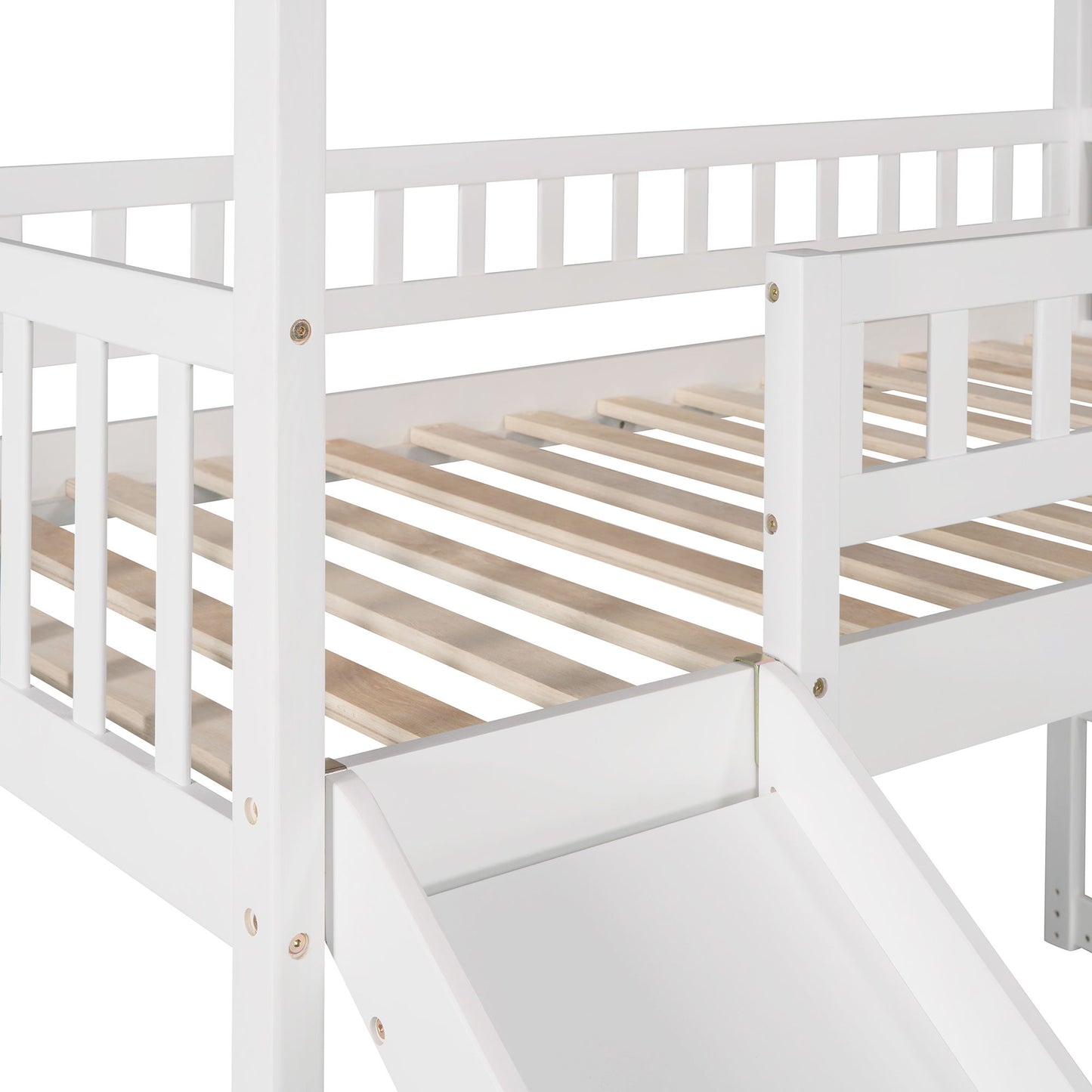 Twin Loft House Bed With 2 Drawers And Slide - White