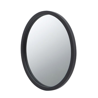 Circle Wall Mirror With Wooden Frame, Wall Mirror For Living Room - Black