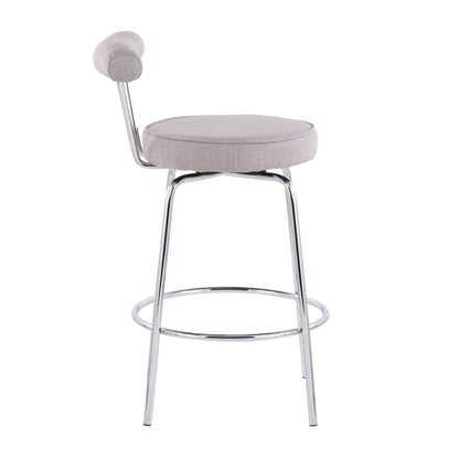 Rhonda - Contemporary Counter Stool (Set of 2) - Chrome / Light Gray