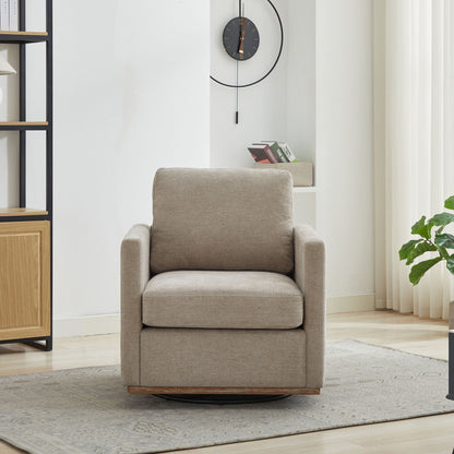 Modern Square Upholstered Swivel Accent Chair 360 Degree Lounge Armchair - Taupe