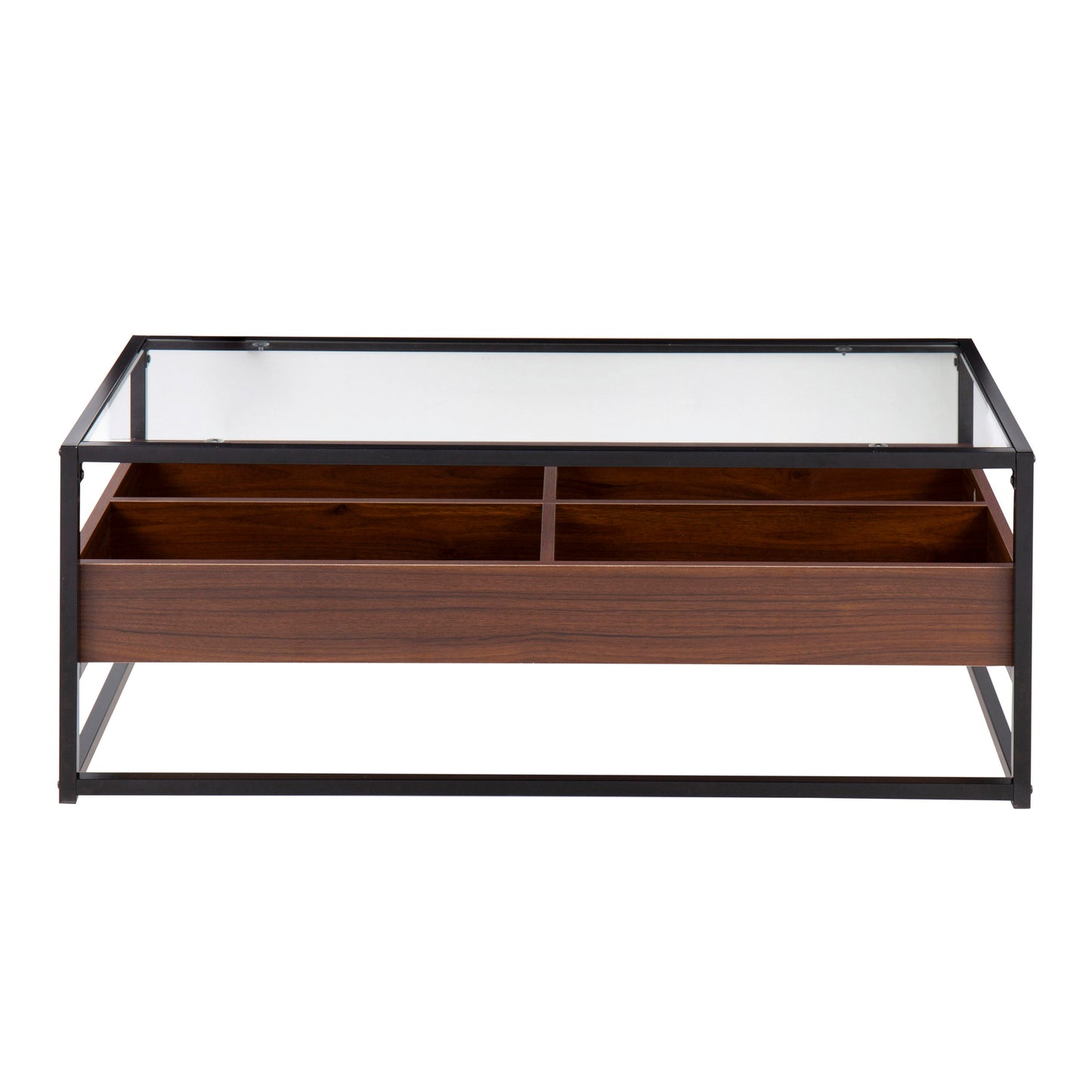 Display Contemporary Coffee Table - Black / Walnut / Clear