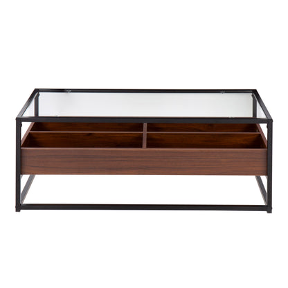 Display Contemporary Coffee Table - Black / Walnut / Clear