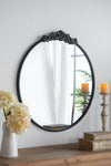 Classic Design Mirror With Round Shape And Baroque Inspired Frame For Bathroom, Entryway, Console Lean Against Wall - Black