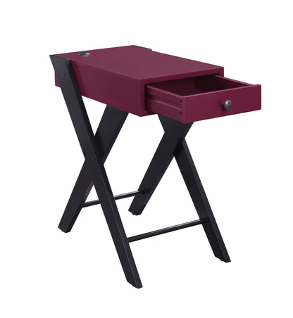Fierce - Accent Table With Built In USB Port - Black / Burgundy