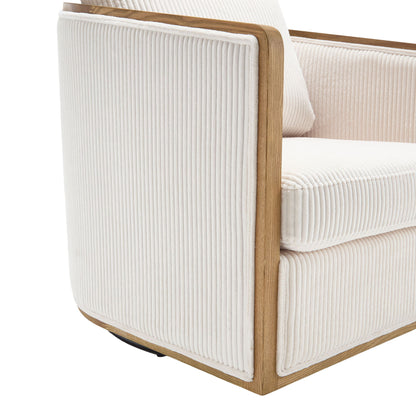 Swivel Barrel Chair, Comfortable Accent Sofa Chair, 360 Degree Swivel - Beige