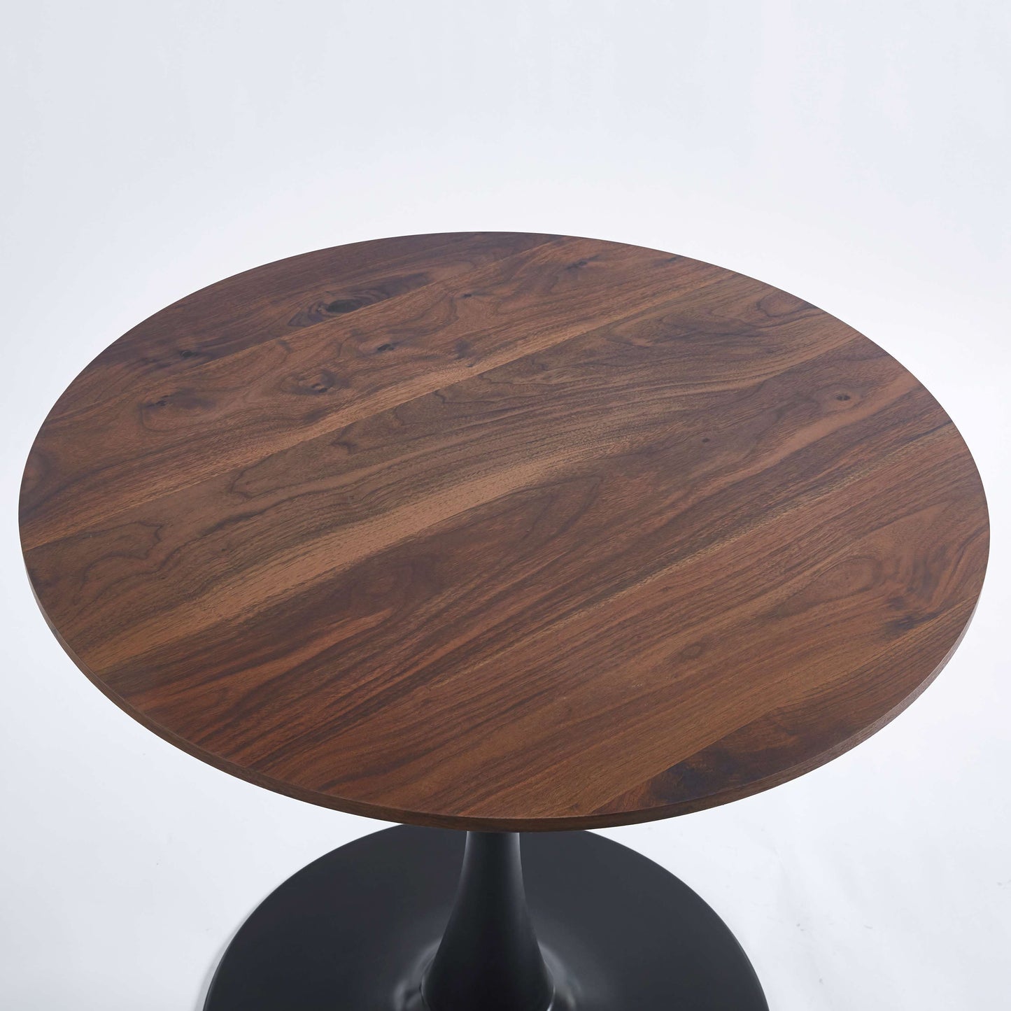 Tulip Table Mid-Century Dining Table For 2-4 People With Round MDF Table Top, Pedestal Dining Table, End Table Leisure Coffee Table - Walnut / Black
