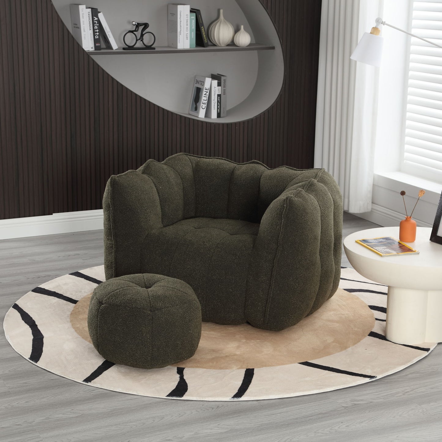 Soft Bean Bag Chair With High Resilient Foam (Chips) - Olive Green