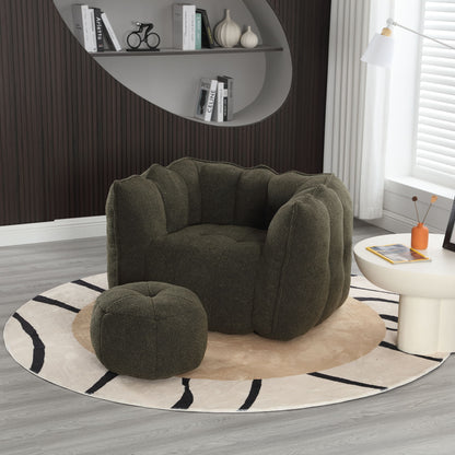 Soft Bean Bag Chair With High Resilient Foam (Chips) - Olive Green