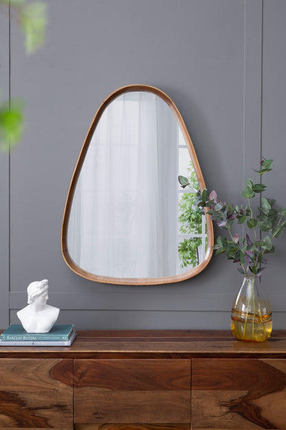 Irrgeular Mirror With Frame, Wall Mirror For Living Room Bathroom Entryway - Brown