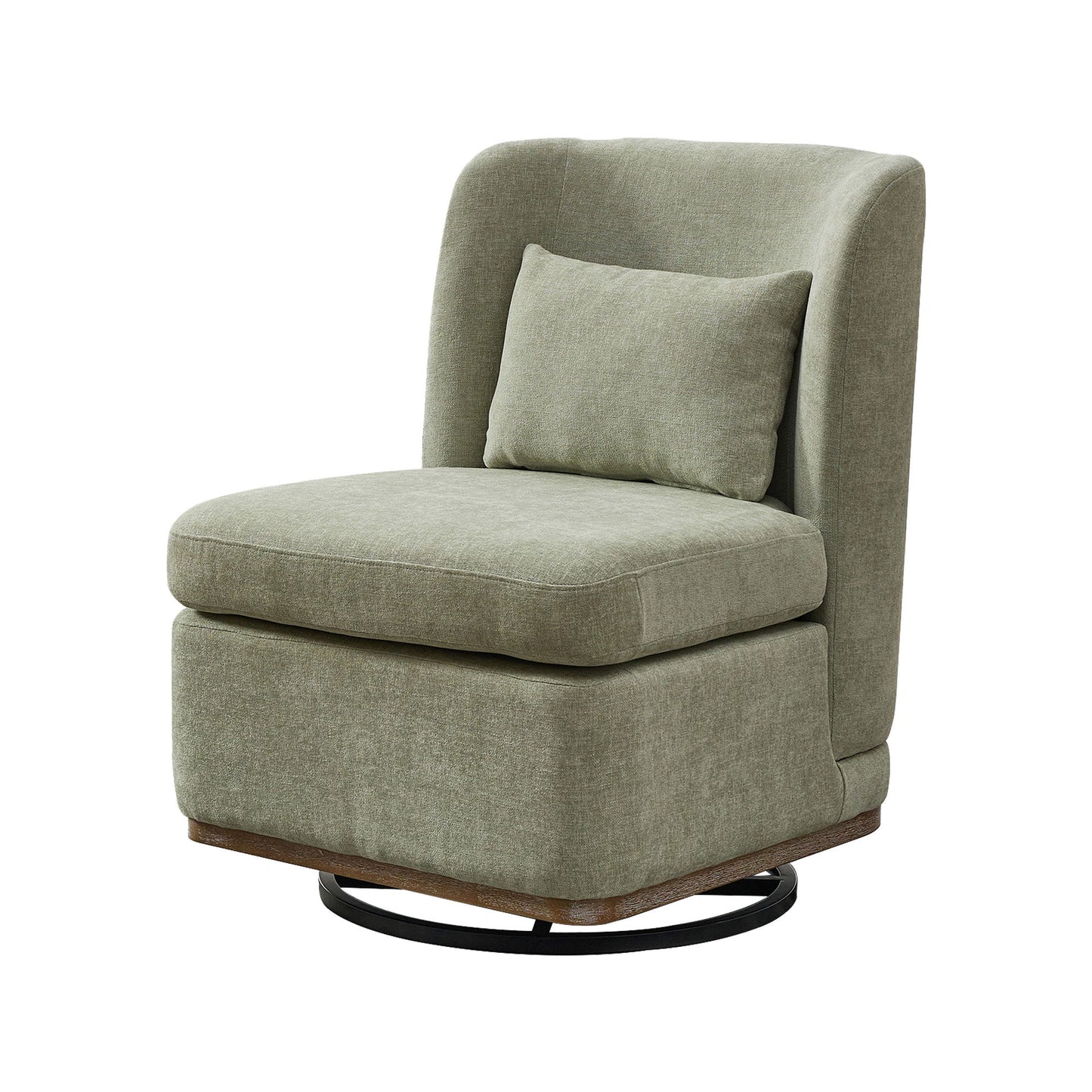 Modern Cushioned Armless Metal Base 360 Degree Swivel Chair With Pillow, Suitable For Living Room, Family Room, Bedroom, Lounge Area, Office Pale - Green